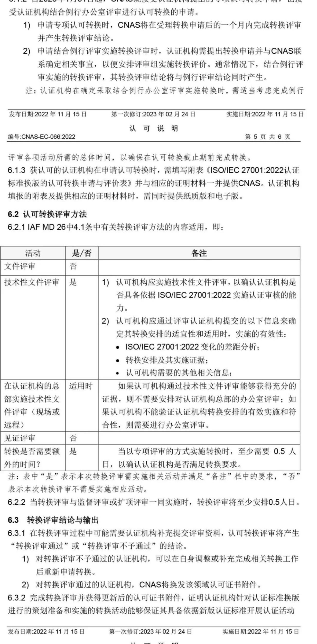 ISO/IEC  27001:2022 標準換版相關(guān)認可文件